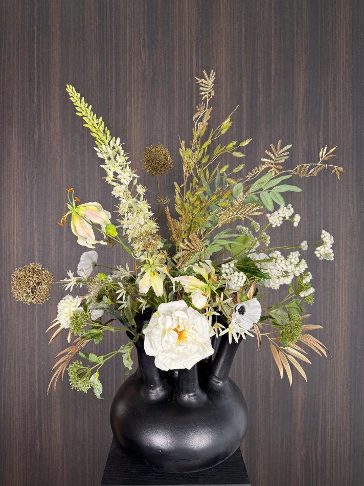 Zijdenbloemen boeket Dion voor in de toetervaas Zijdenbloemen boeket Dion voor in de toetervaas